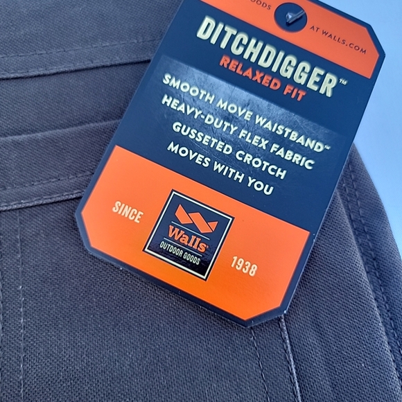 Walls Ditchdigger Work Pants. Brown. Double knee with cell pocket. Relaxed fit - Picture 3 of 8